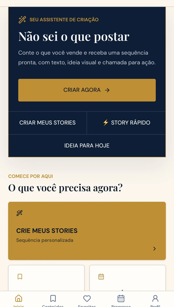 Aplicativo Stories Ouro que Vende: assistente de criação e atalhos para roteiros